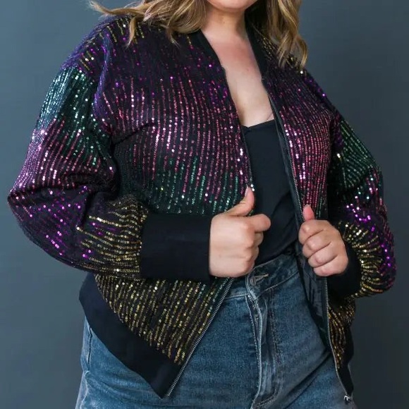 Flying Tomato Jackets & Blazers - Sequin Bomber Jacket - Multicolor